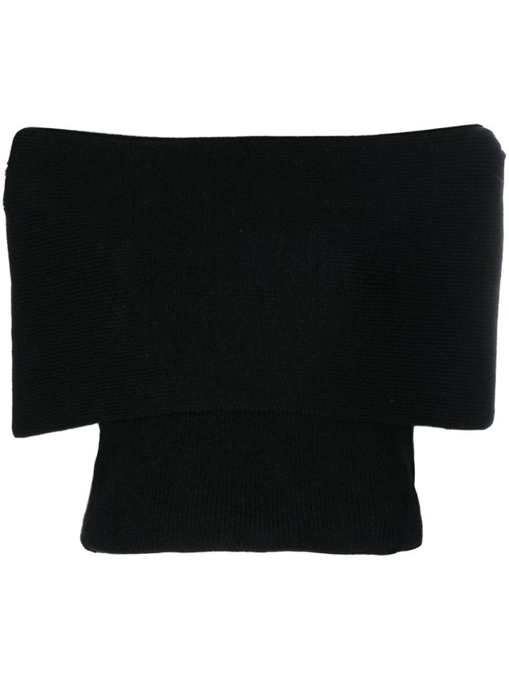 Aviù Off-shoulder Knitted Top - Black
