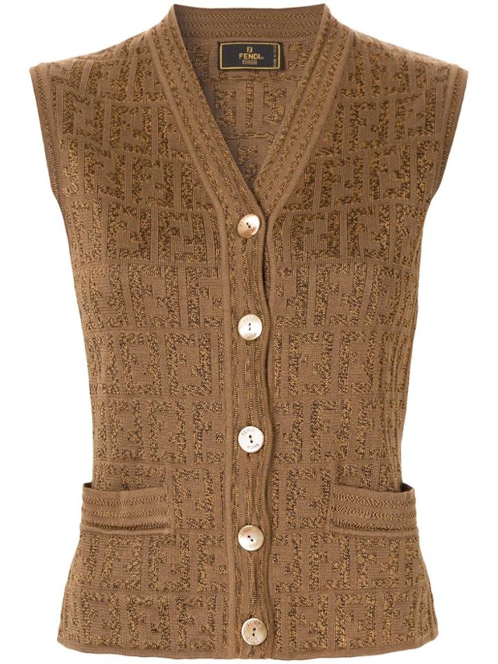 Fendi Pre-owned Ff Logo Knit Top - Brown