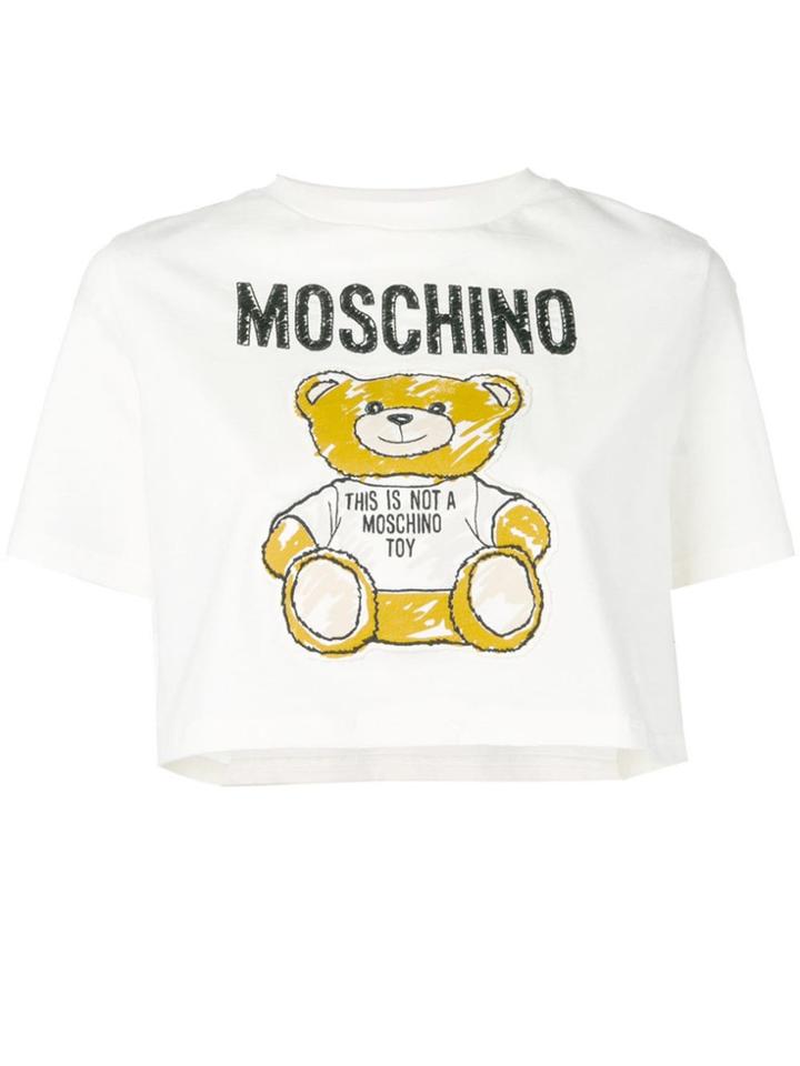 Moschino Teddy Bear Patch Cropped T-shirt - White