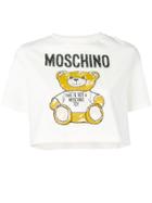 Moschino Teddy Bear Patch Cropped T-shirt - White