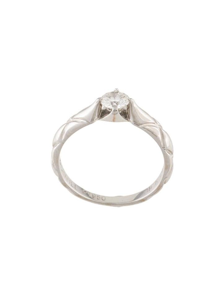 Chanel Pre-owned Embossed Diamond Ring - Silver