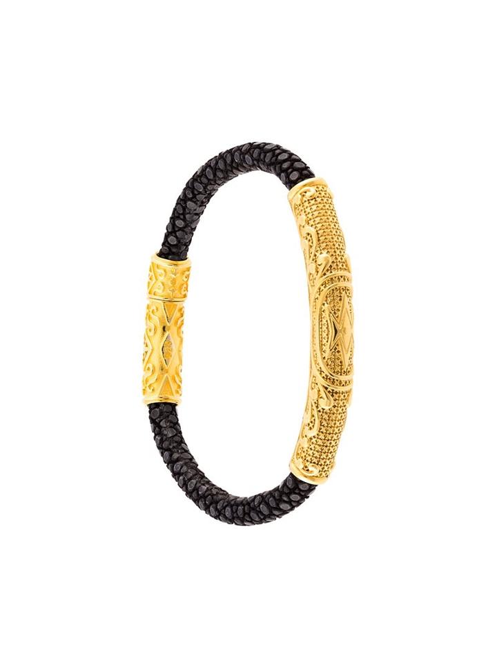 Nialaya Jewelry Lock Bracelet, Men's, Size: Medium, Black