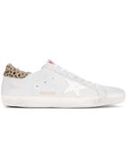Golden Goose Deluxe Brand White Superstar Leopard Heel Sneakers
