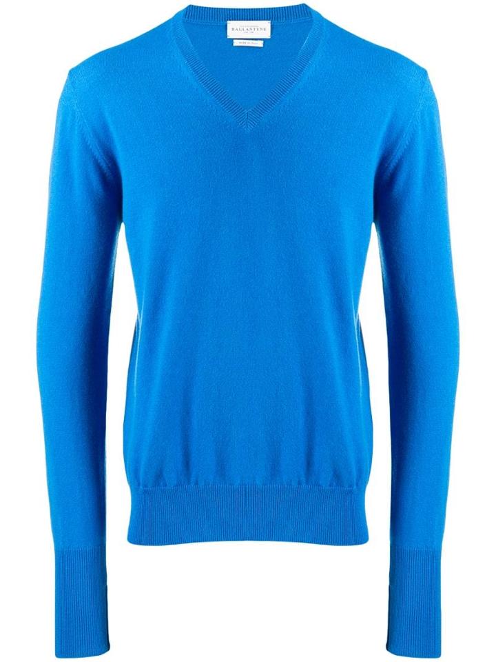 Ballantyne Knit V-neck Sweater - Blue
