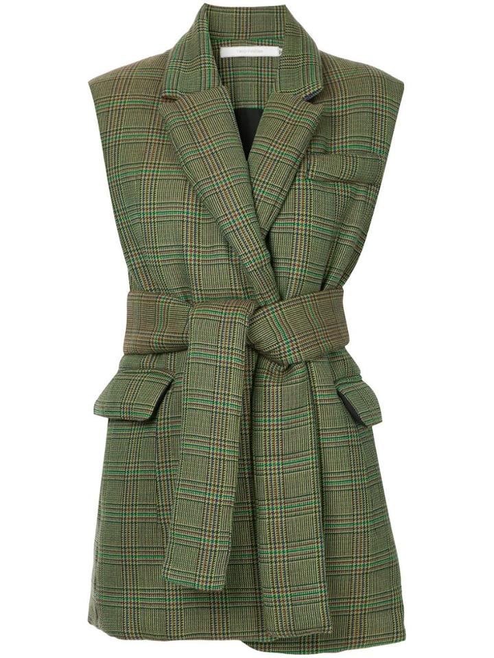 Tiko Paksa Checked Belted Vest - Green