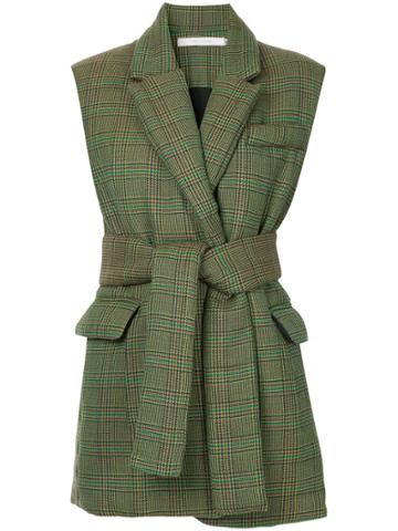 Tiko Paksa Checked Belted Vest - Green