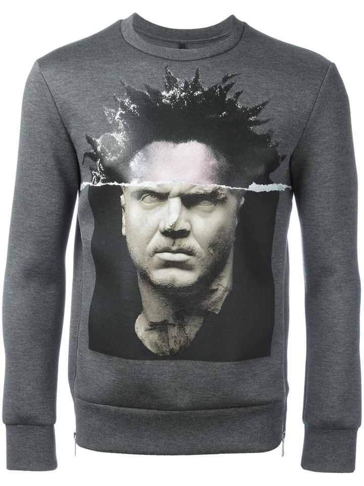 Neil Barrett Graphic Print Sweatshirt, Men's, Size: Medium, Grey, Viscose/polyurethane