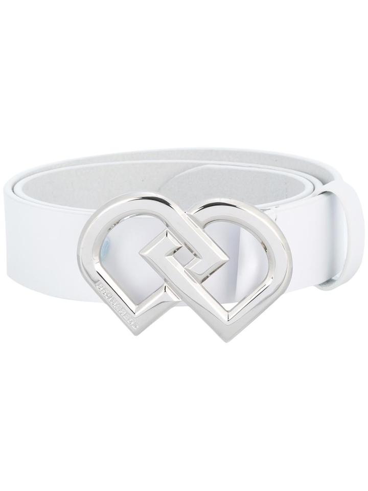 Dsquared2 Dd Buckle Belt, Women's, Size: 85, White, Leather