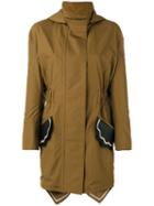 Fendi Scallop Pocket Parka, Women's, Size: 42, Green, Cotton/lamb Skin/silk/spandex/elastane