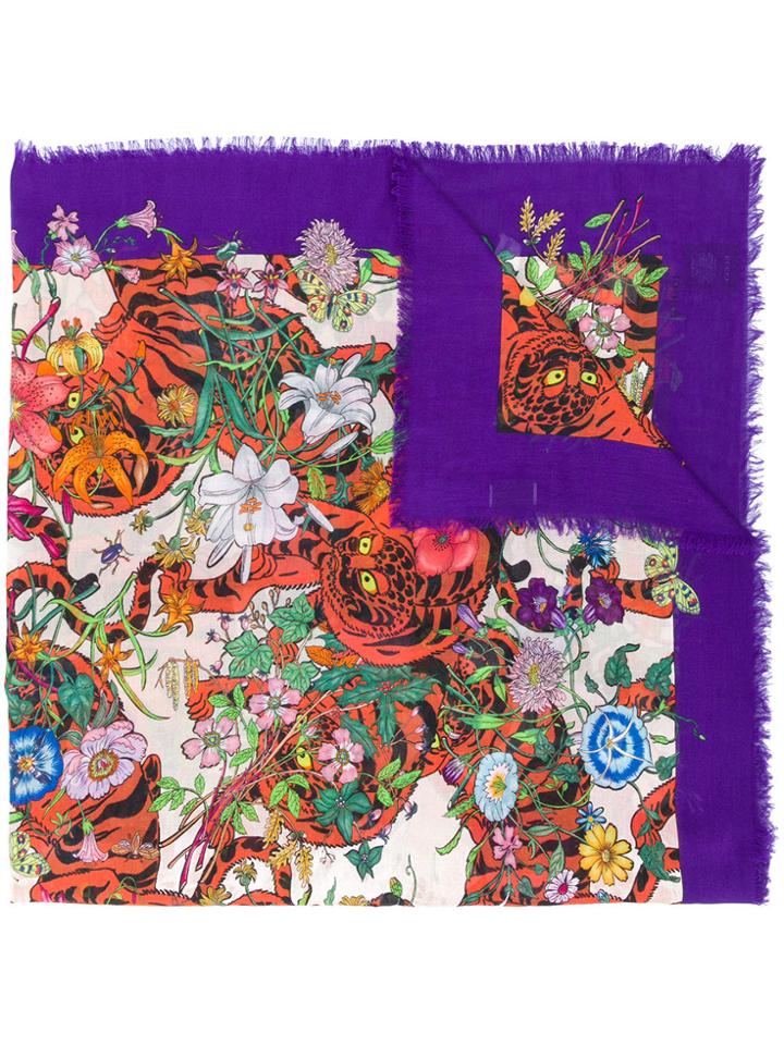 Gucci Flora Tiger Printed Scarf - Multicolour