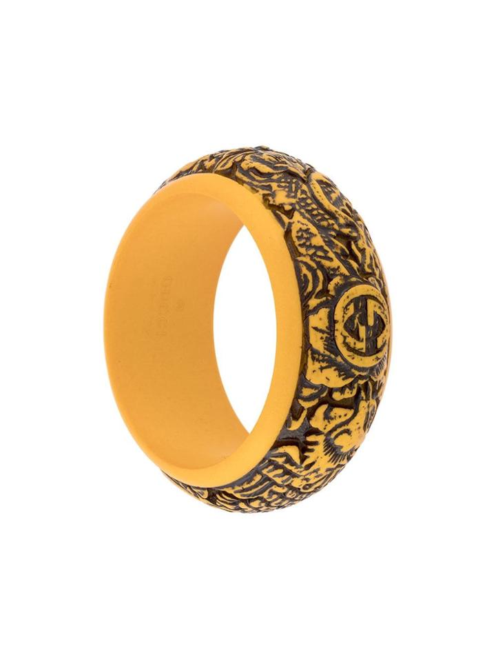 Gucci Logo Carved Bangle - Yellow & Orange