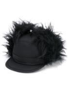 Prada Faux-fur Flap Cap - Black