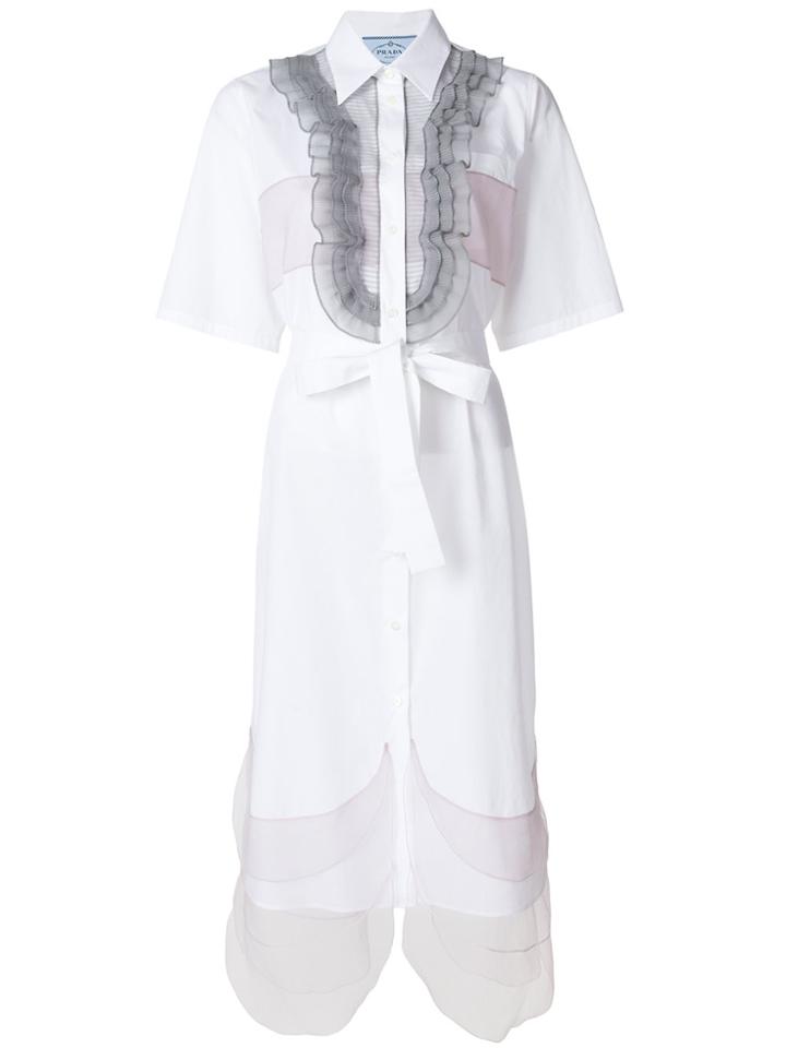 Prada Ruffled Shirt Dress - White