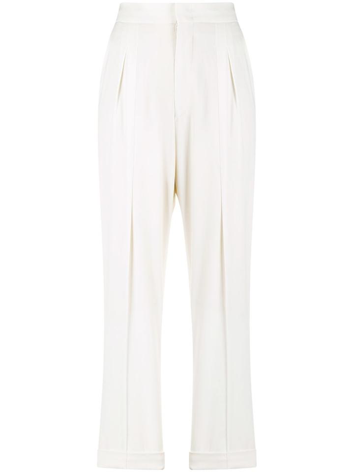 Isabel Marant High Waist Pleated Trousers - White