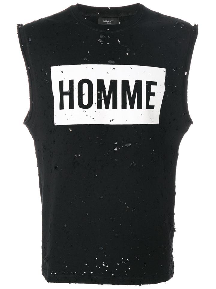 Not Guilty Homme Distressed Vest - Black