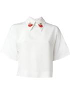 Olympia Le-tan Teapot Embroidery Shirt, Women's, Size: 38, White, Glass/silk