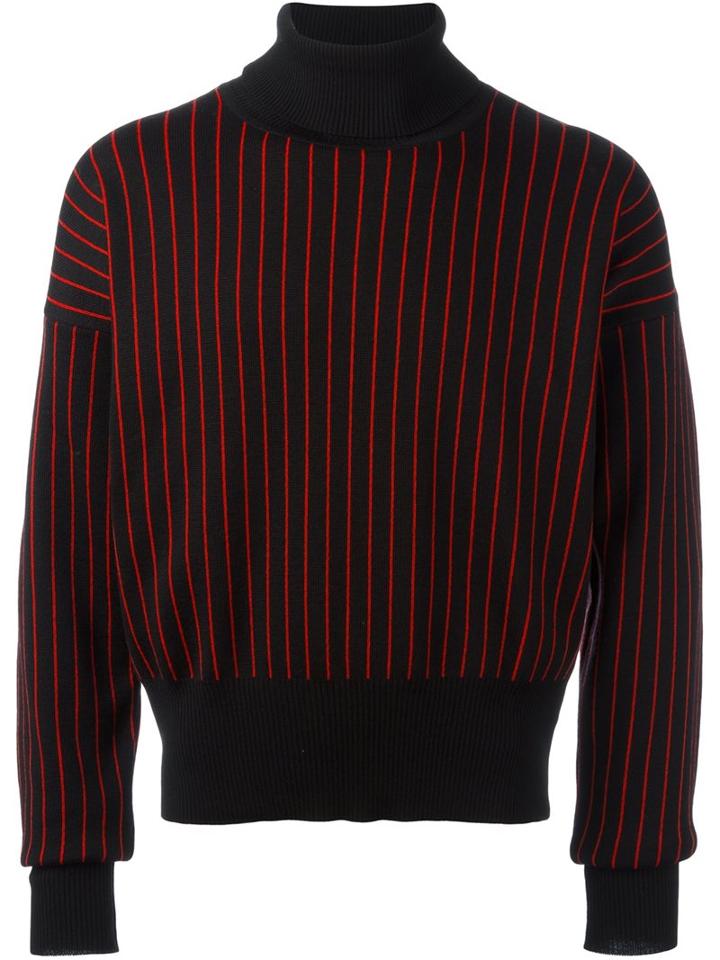 Y / Project Striped Roll Neck Jumper, Men's, Size: Xl, Black, Merino