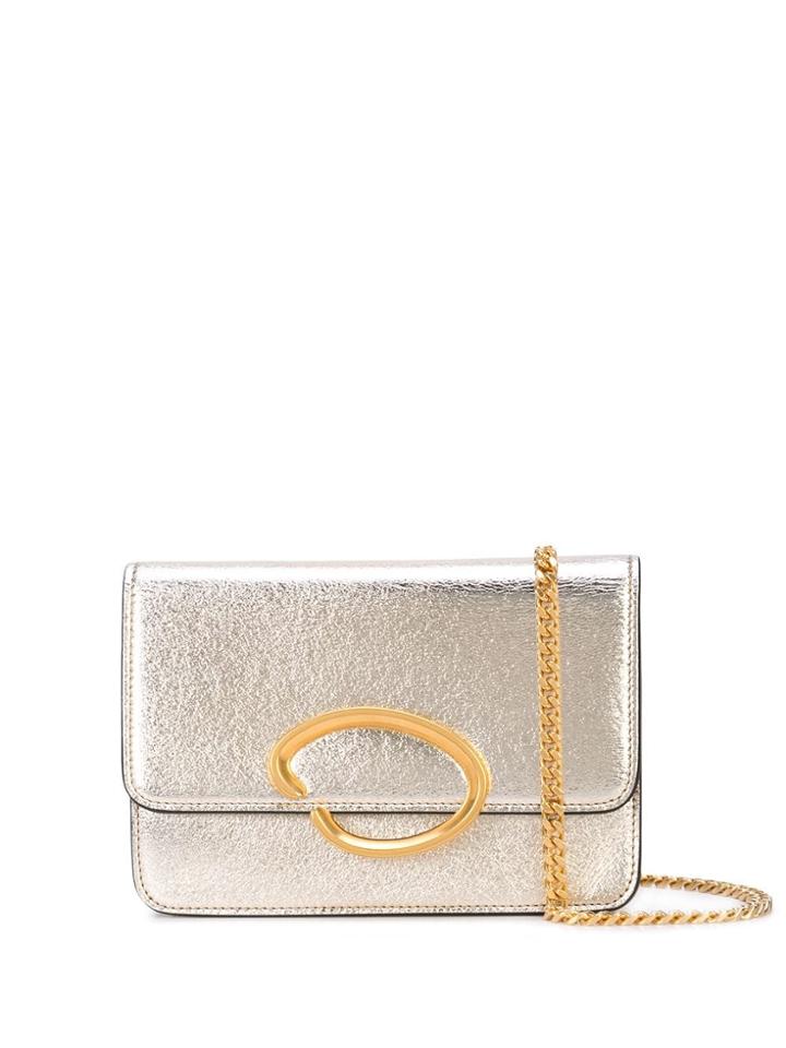Oscar De La Renta Logo Plaque Clutch - Gold