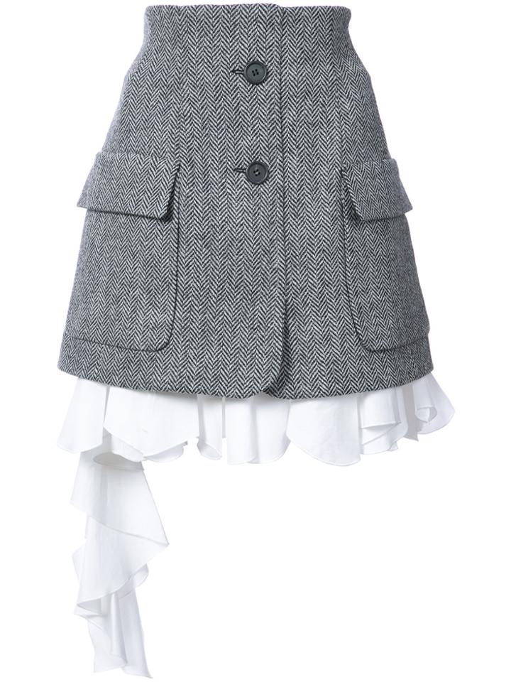 Monse Herringbone Poplin Skirt - White