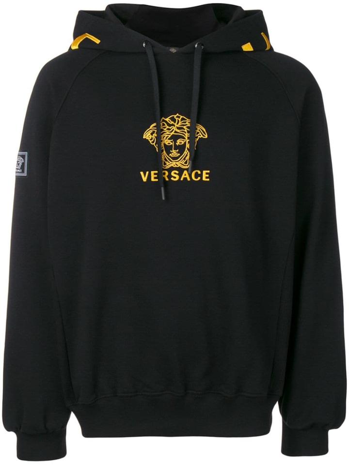 Versace Medusa Embroidered Hoodie - Black
