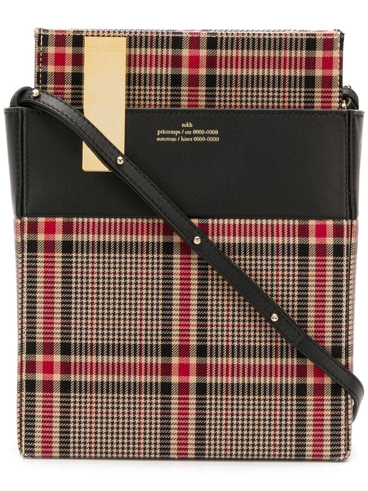 Rokh Checked Crossbody Bag - Brown