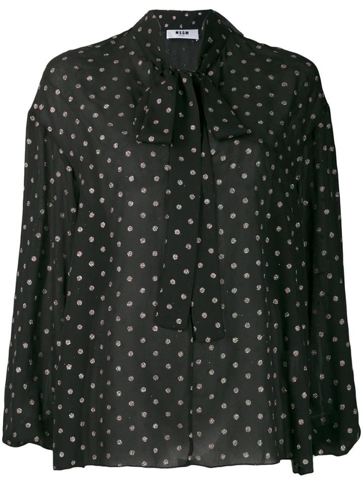 Msgm Glitter Dotted Blouse - Black