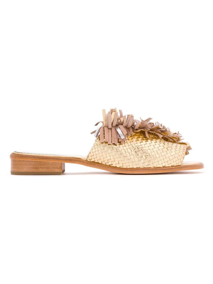 Sarah Chofakian Appliqué Mules - Metallic