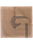 Versace Medusa Greca Scarf, Men's, Nude/neutrals, Silk/wool