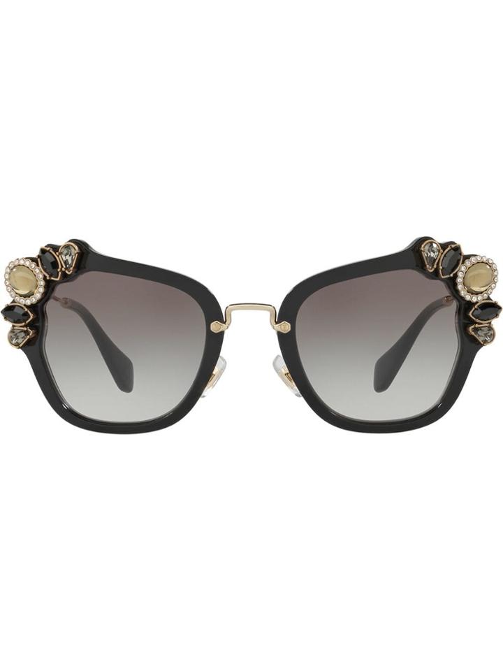 Miu Miu Runway Jewel-embellished Sunglasses - Black
