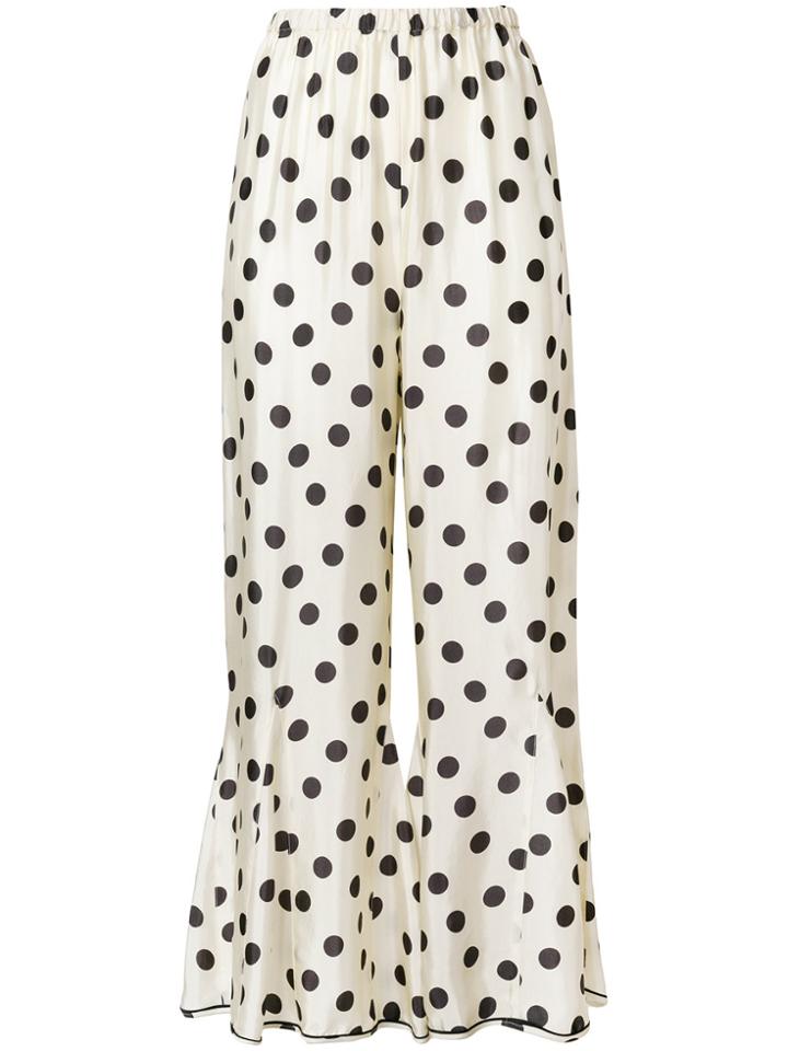 Hache Polka-dot Flared Trousers - Nude & Neutrals
