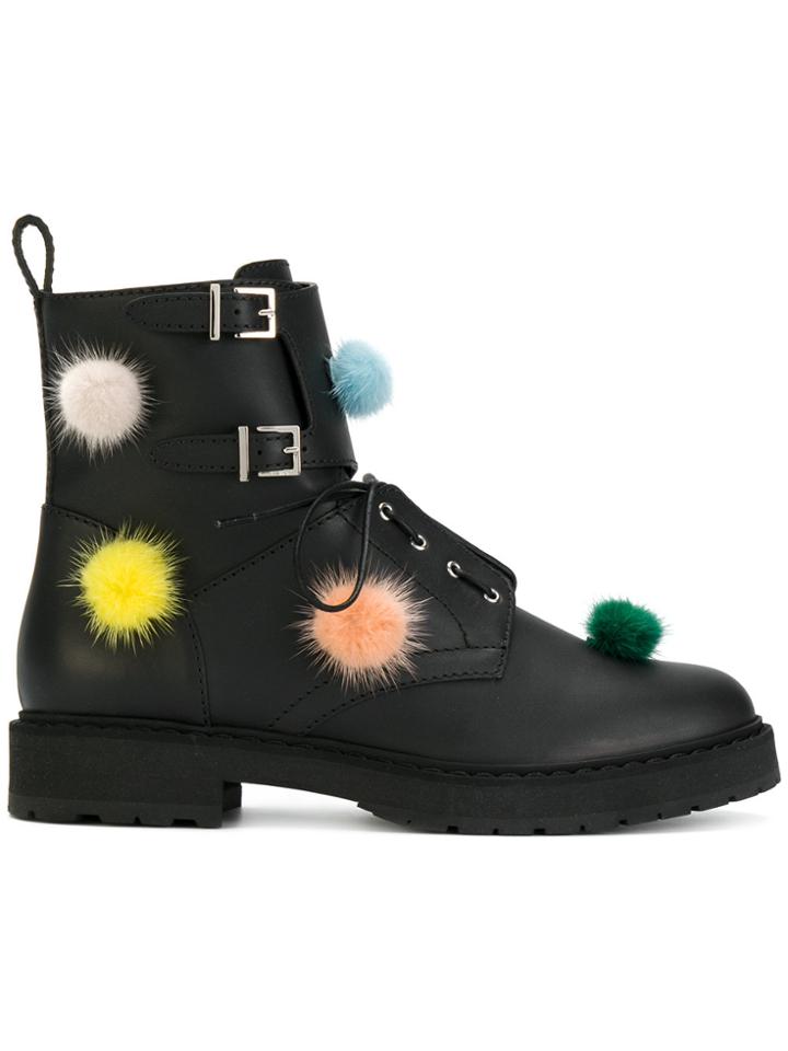 Fendi Pom Pom Boots - Black