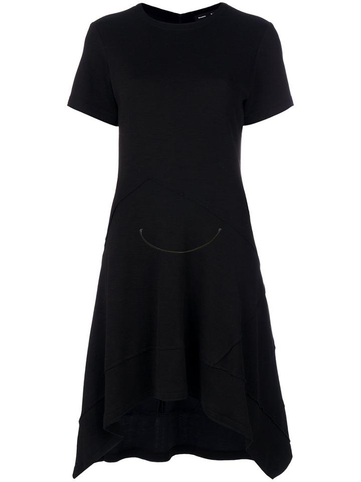Proenza Schouler - Short-sleeved Asymmetrical Dress - Women - Cotton/nylon/wool - 2, Black, Cotton/nylon/wool