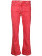 Frame Denim - Flared Cropped Jeans - Women - Cotton/polyester/spandex/elastane - 29, Pink/purple, Cotton/polyester/spandex/elastane