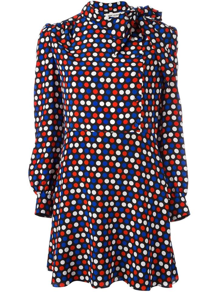 Saint Laurent Polka Dot Print Shirt Dress