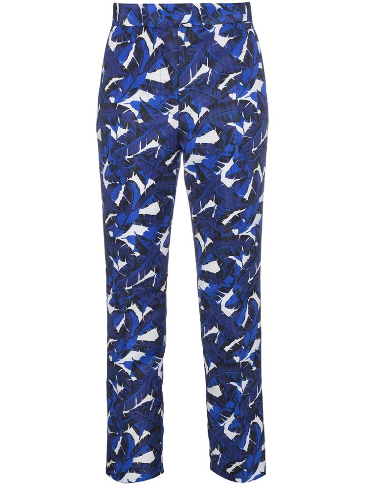 Msgm Leaf Print Pants - Blue