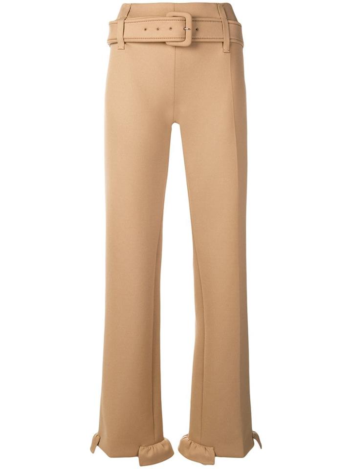 Prada Belted Straight-leg Trousers - Brown