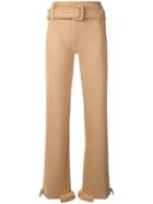 Prada Belted Straight-leg Trousers - Brown