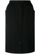 Yves Saint Laurent Vintage Button Front Skirt - Black