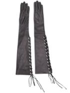 Unravel Project Lace-up Long Gloves - Black