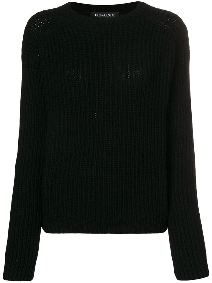 Iris Von Arnim Round Neck Raglan Jumper - Black