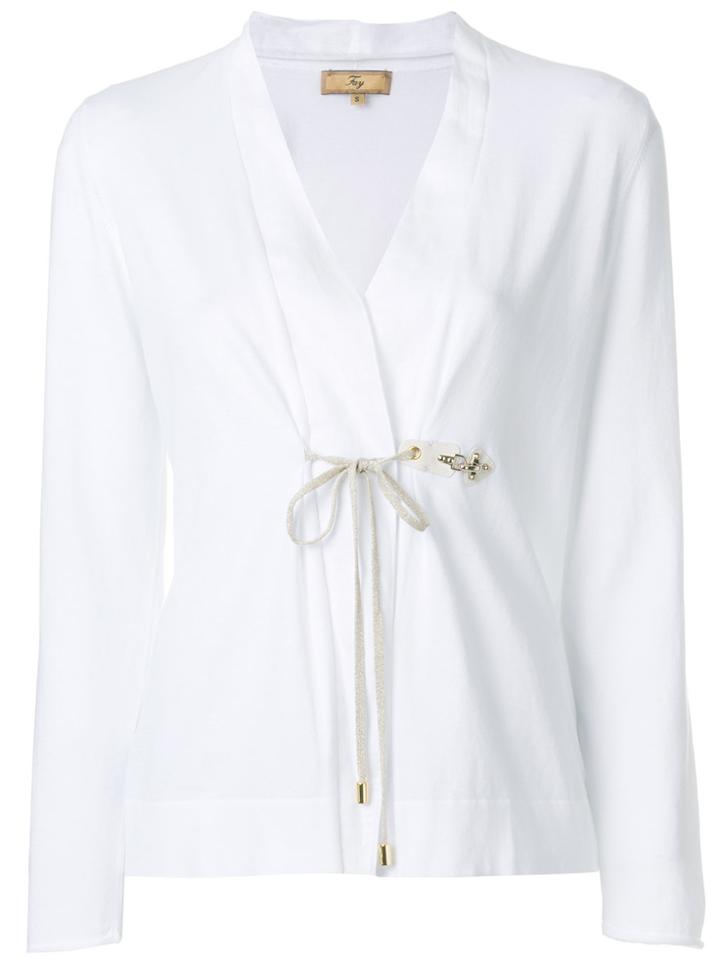 Fay Tie Front Cardigan - White