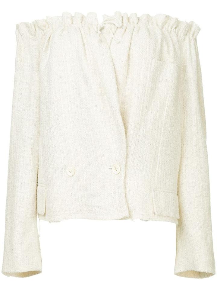 Comme Des Garçons Pre-owned Tie Up Collar Cropped Jacket - White