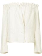 Comme Des Garçons Pre-owned Tie Up Collar Cropped Jacket - White