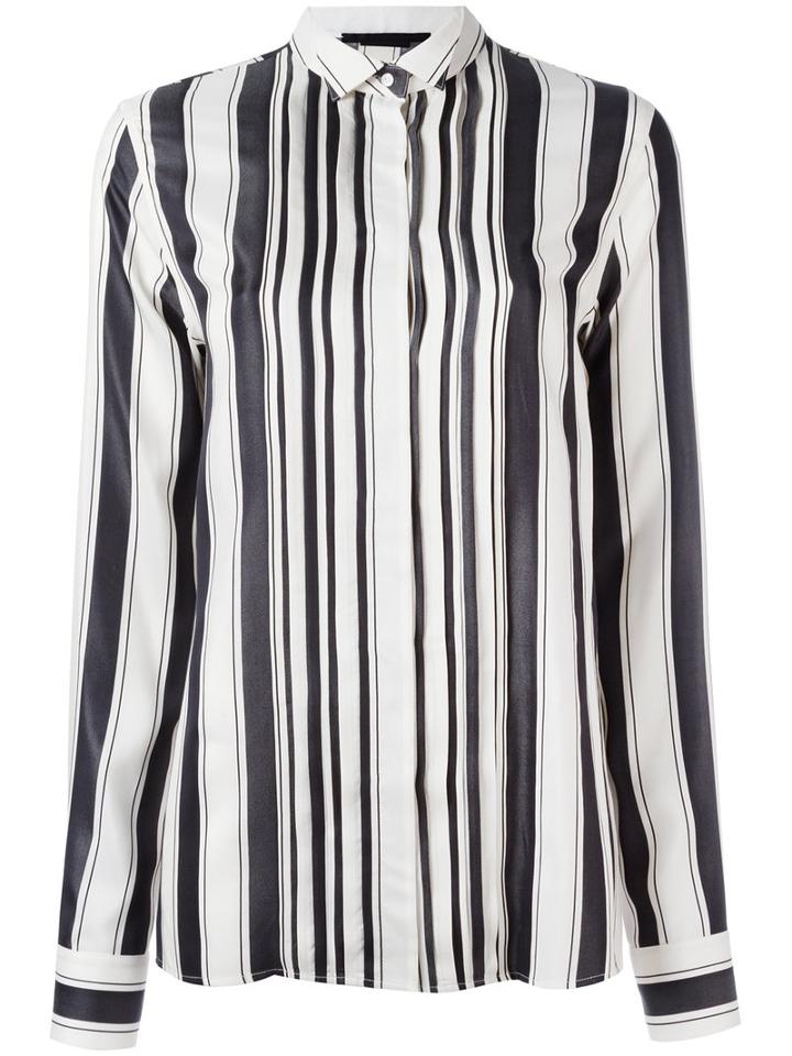 Haider Ackermann Concealed Fastening Striped Shirt, Women's, Size: 40, Black, Silk/cotton