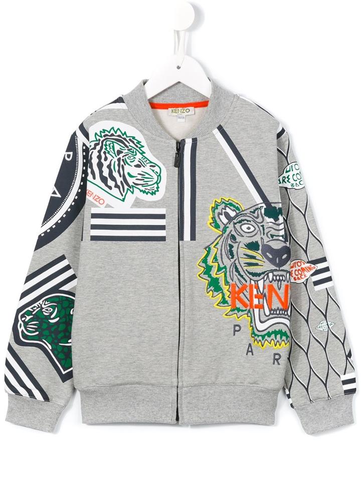 Kenzo Kids Multi Icon Zip Sweatshirt, Boy's, Size: 12 Yrs, Grey
