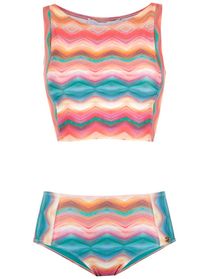 Brigitte Cropped Top Bikini Set - Multicolour