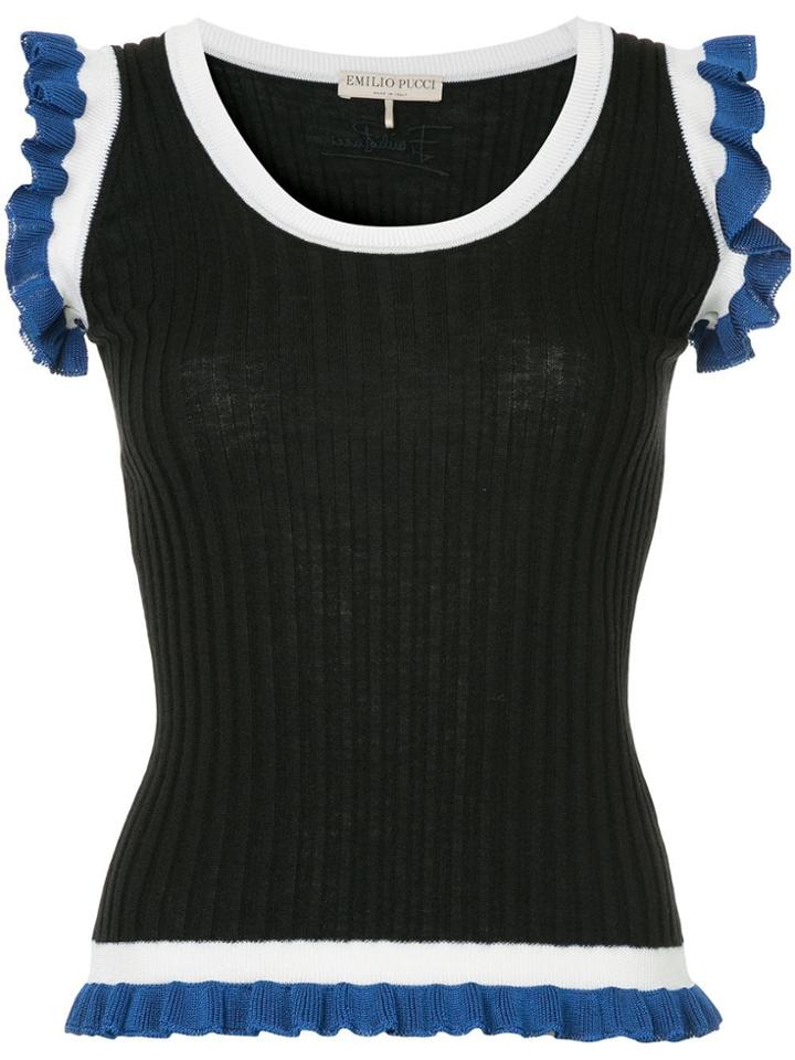 Emilio Pucci Contrast Frill-hem Vest - Black