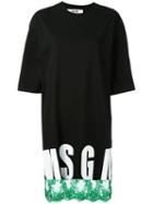 Msgm Logo T-shirt Dress, Women's, Size: Medium, Black, Cotton