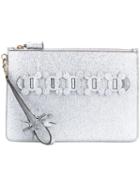 Anya Hindmarch - Embellished Clutch Bag - Women - Calf Leather - One Size, Grey, Calf Leather