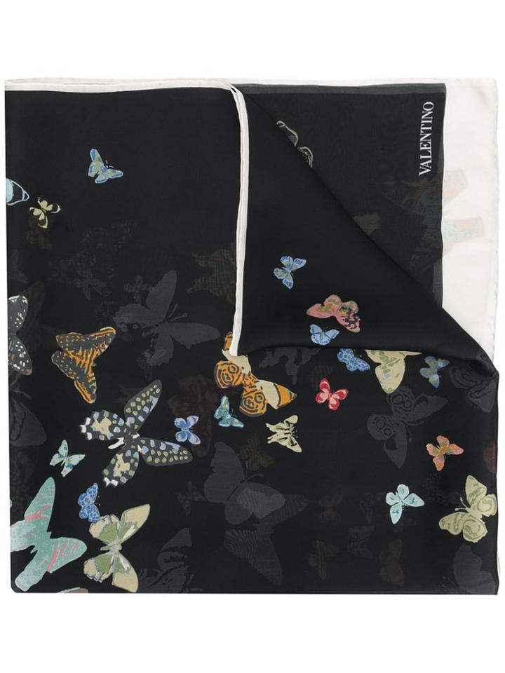 Valentino Butterfly Print Stole - Black